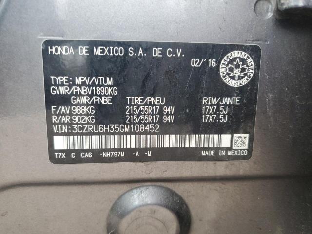 2016 HONDA HR-V LX 3CZRU6H35GM108452