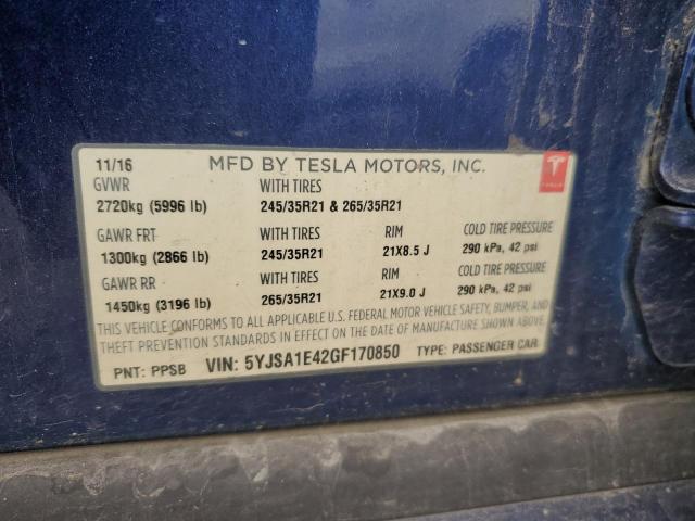 2016 TESLA MODEL S - 5YJSA1E42GF170850