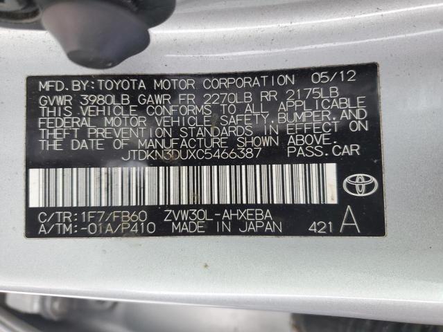 2012 TOYOTA PRIUS - JTDKN3DUXC5466387