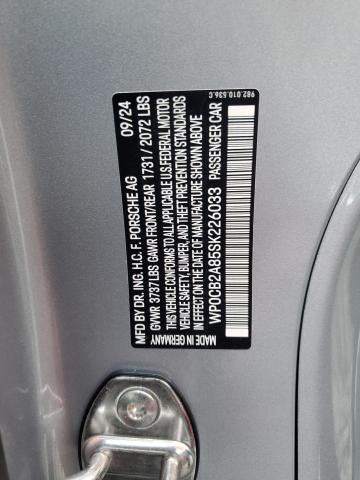 2025 PORSCHE BOXSTER S WP0CB2A85SK226033