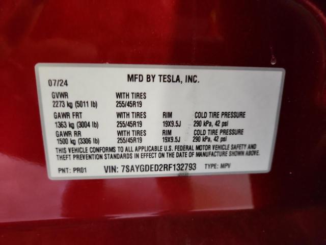 2024 TESLA MODEL Y 7SAYGDED2RF132793