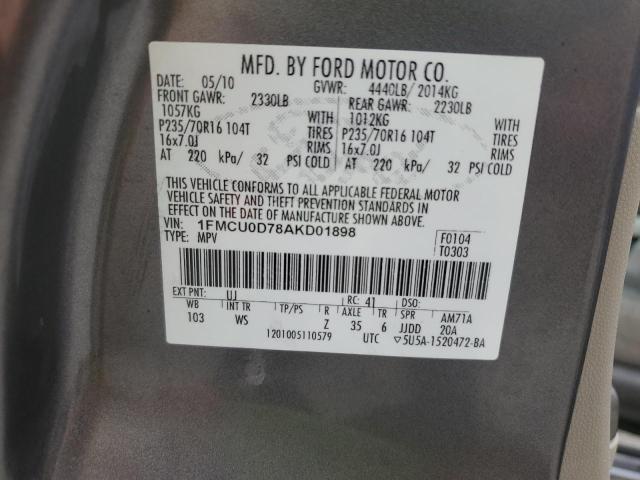 2010 FORD ESCAPE XLT - 1FMCU0D78AKD01898