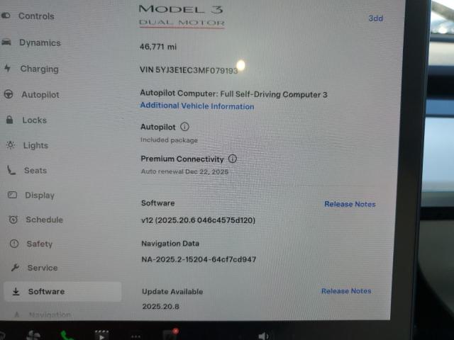 2021 TESLA MODEL 3 5YJ3E1EC3MF079193