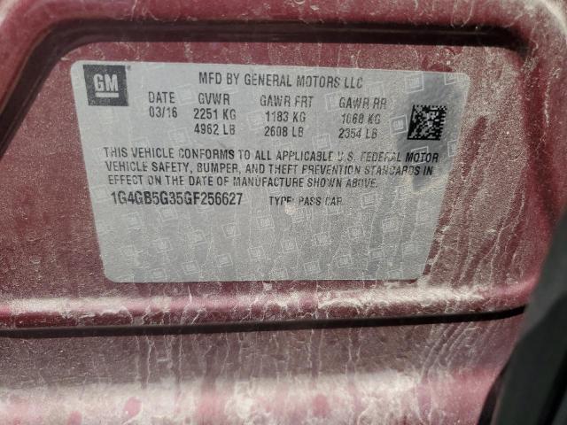 2016 BUICK LACROSSE 1G4GB5G35GF256627