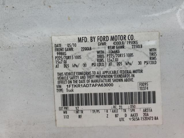 2010 FORD RANGER - 1FTKR1AD7APA63000