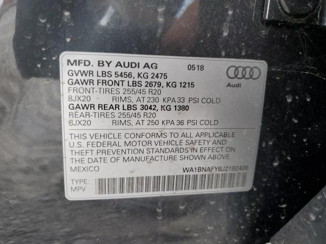 2018 AUDI Q5 PREMIUM WA1BNAFY6J2192408