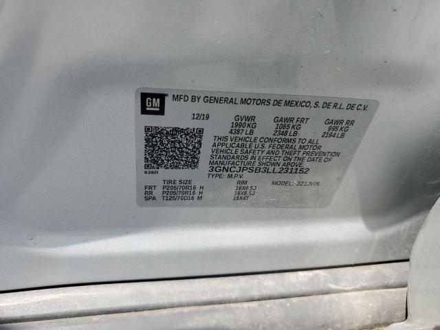 2020 CHEVROLET TRAX 1LT 3GNCJPSB3LL231152