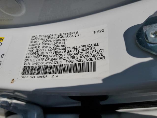 2022 HONDA ACCORD HYBRID SPORT 1HGCV3F22NA042956
