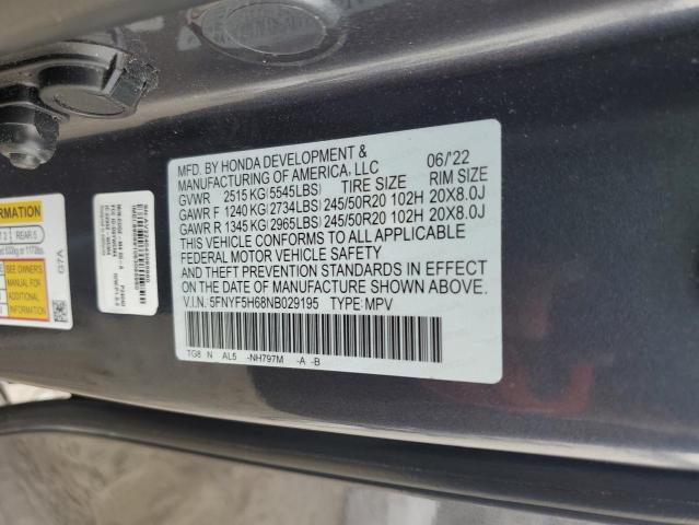 2022 HONDA PILOT TOUR - 5FNYF5H68NB029195
