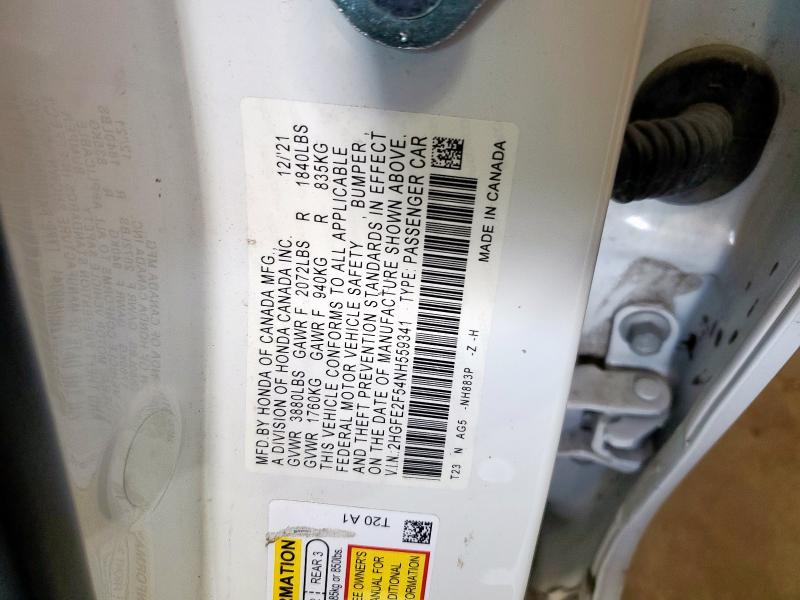 2022 HONDA CIVIC SPOR - 2HGFE2F54NH559341