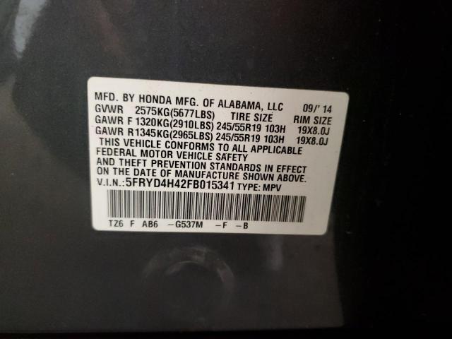2015 ACURA MDX TECHNO 5FRYD4H42FB015341