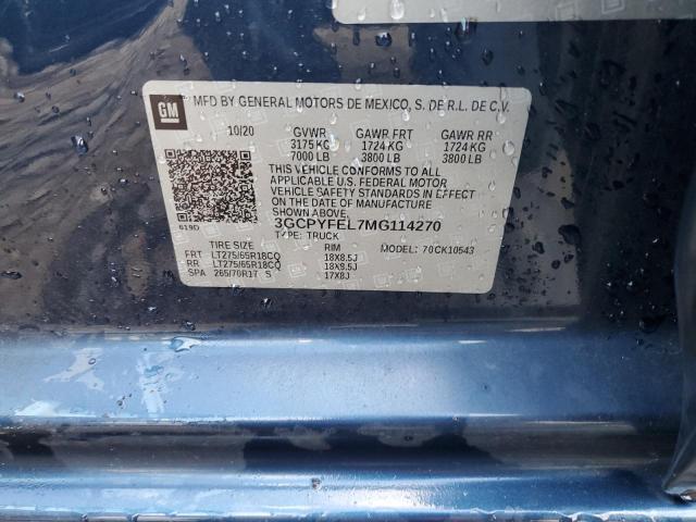 2021 CHEVROLET SILVERADO 3GCPYFEL7MG114270