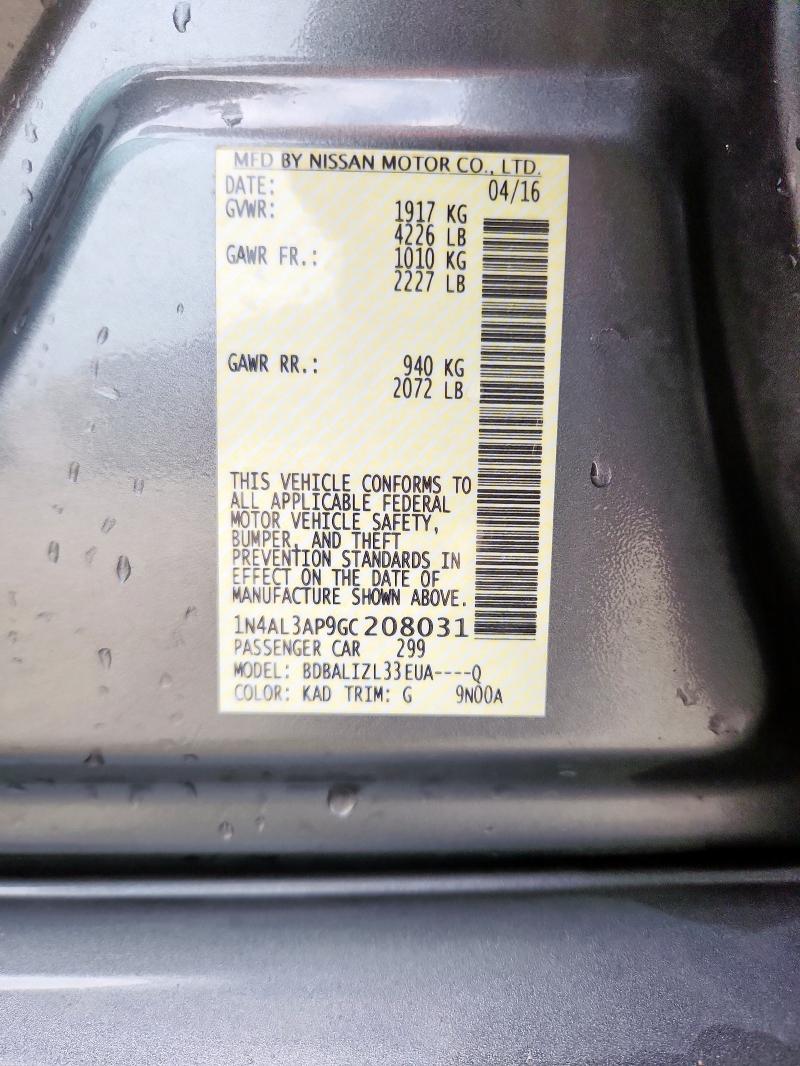 2016 NISSAN ALTIMA 2.5 - 1N4AL3AP9GC208031