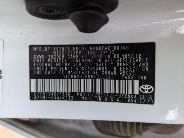 2016 TOYOTA COROLLA L - 5YFBURHE6GP433386