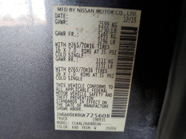 2016 NISSAN FRONTIER S - 1N6AD0ER0GN725608