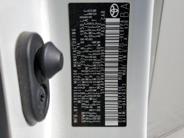 2015 TOYOTA COROLLA EC 5YFBPRHE3FP223897
