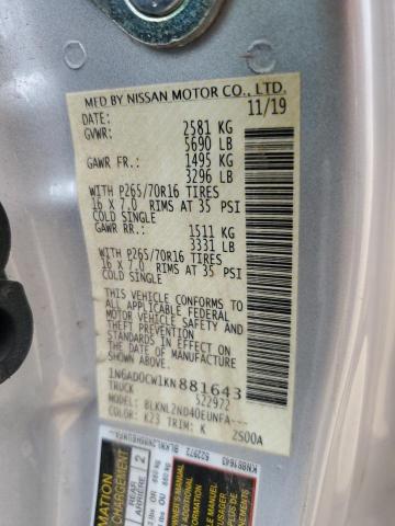 2019 NISSAN FRONTIER S 1N6AD0CW1KN881643