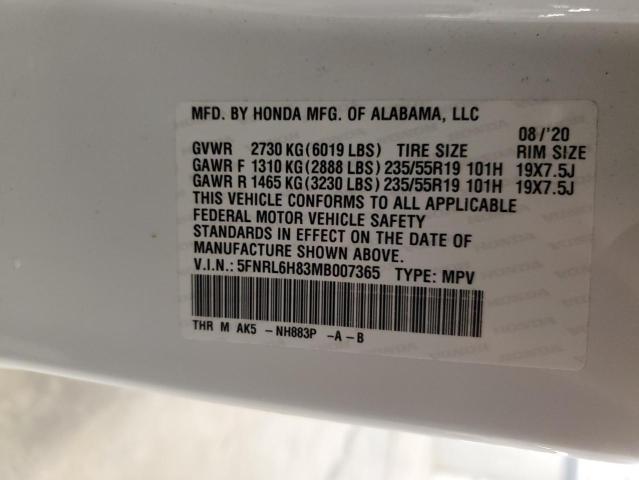 2021 HONDA ODYSSEY TO 5FNRL6H83MB007365