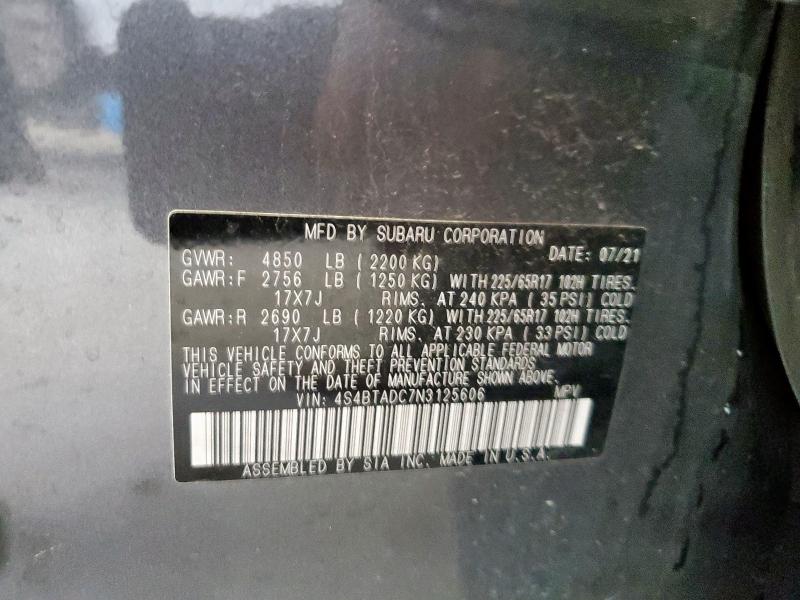 2022 SUBARU OUTBACK PR 4S4BTADC7N3125606