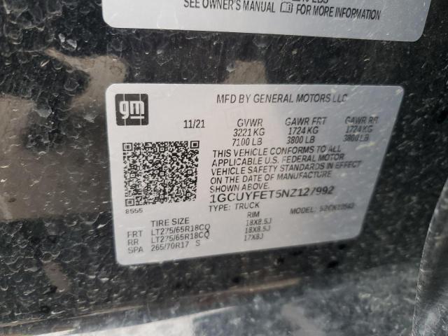 2022 CHEVROLET SILVERADO - 1GCUYFET5NZ127992