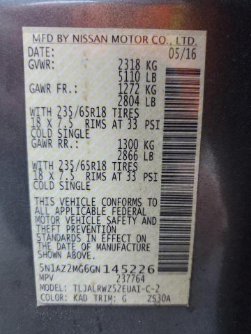 2016 NISSAN MURANO S 5N1AZ2MG6GN145226