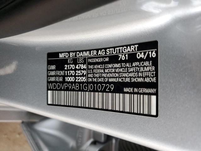 2016 MERCEDES-BENZ B 250E WDDVP9AB1GJ010729