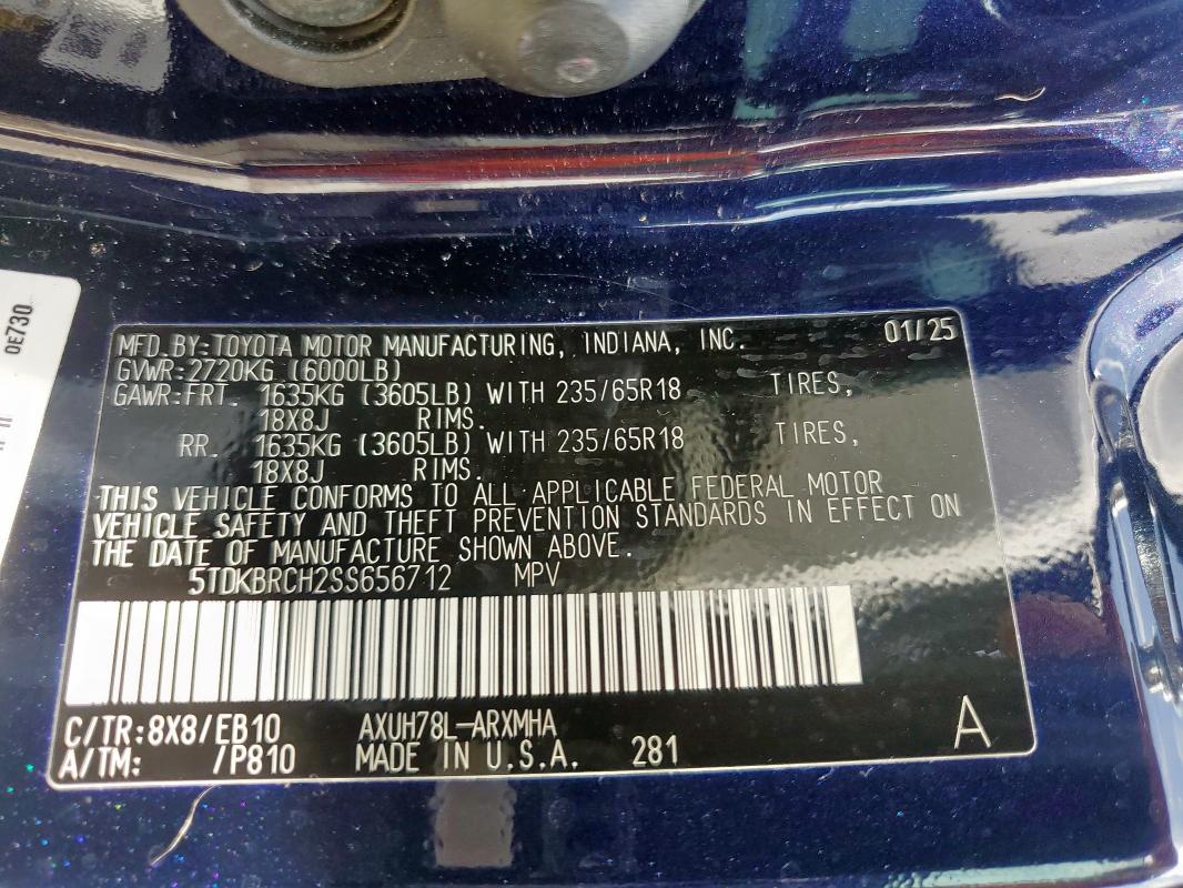 2025 TOYOTA HIGHLANDER - 5TDKBRCH2SS656712
