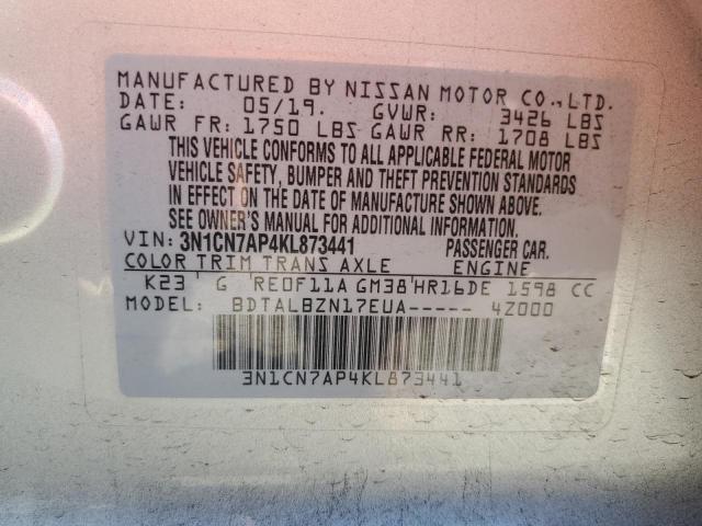 2019 NISSAN VERSA S 3N1CN7AP4KL873441