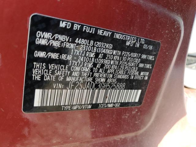 2016 SUBARU FORESTER 2 JF2SJADC3GH525888