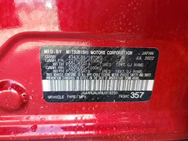 2022 MITSUBISHI OUTLANDER JA4ARUAUXNU019250