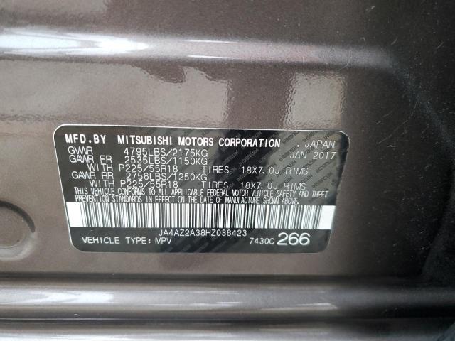 2017 MITSUBISHI OUTLANDER JA4AZ2A38HZ036423