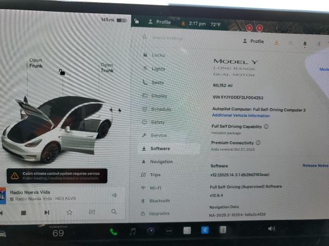 2020 TESLA MODEL Y 5YJYGDEF2LF004253