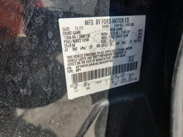 2012 FORD EDGE SPORT - 2FMDK3AK5CBA59749