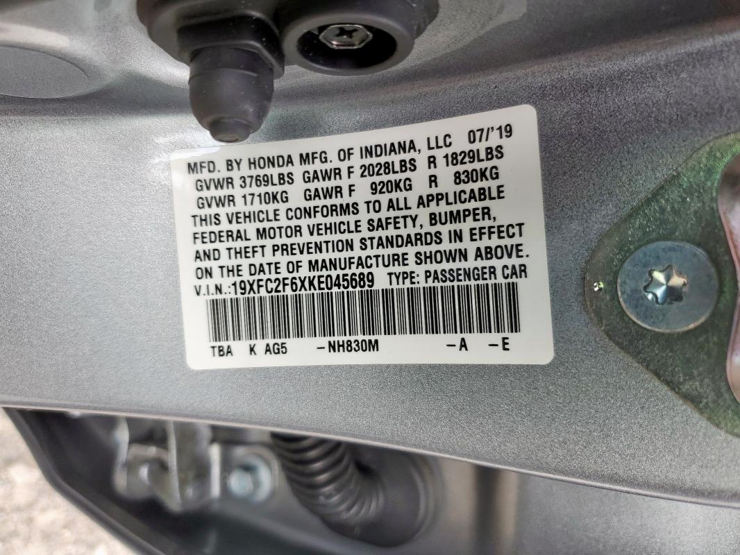2019 HONDA CIVIC LX 19XFC2F6XKE045689