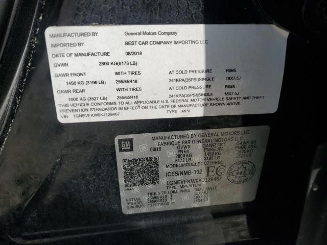 2019 CHEVROLET TRAVERSE L 1GNEVFKW0KJ129467