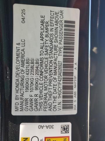 2025 HONDA ACCORD SE 1HGCY1F42SA026927