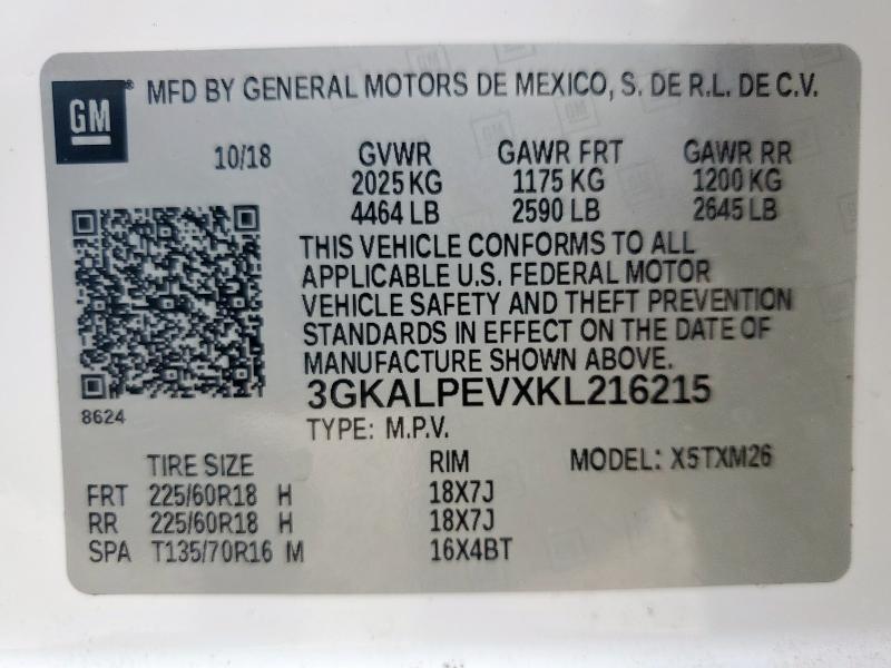 2019 GMC TERRAIN SL - 3GKALPEVXKL216215