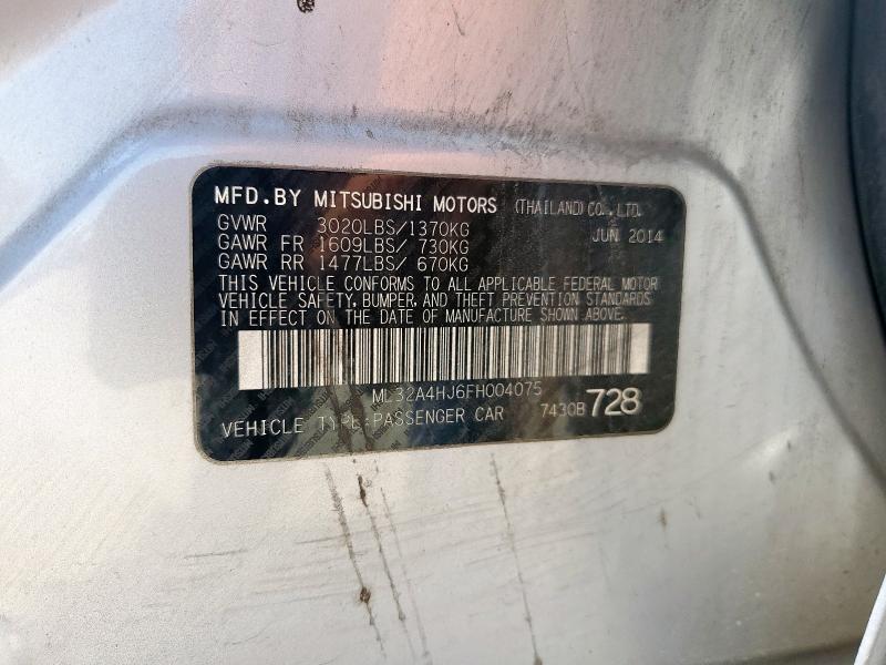 2015 MITSUBISHI MIRAGE ES ML32A4HJ6FH004075