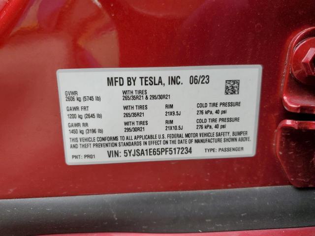 2023 TESLA MODEL S - 5YJSA1E65PF517234