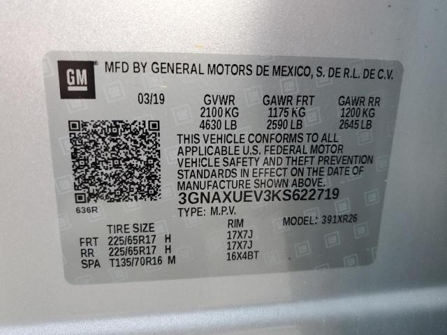 2019 CHEVROLET EQUINOX LT 3GNAXUEV3KS622719