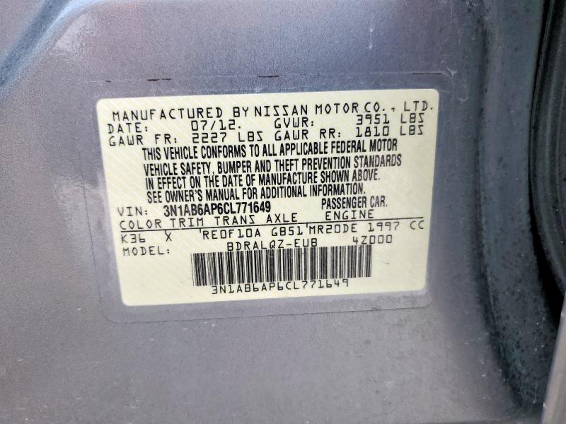 2012 NISSAN SENTRA 2.0 - 3N1AB6AP6CL771649
