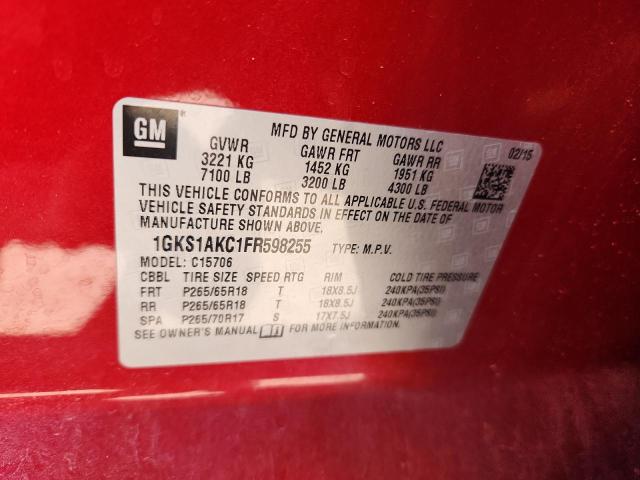 2015 GMC YUKON SLE 1GKS1AKC1FR598255