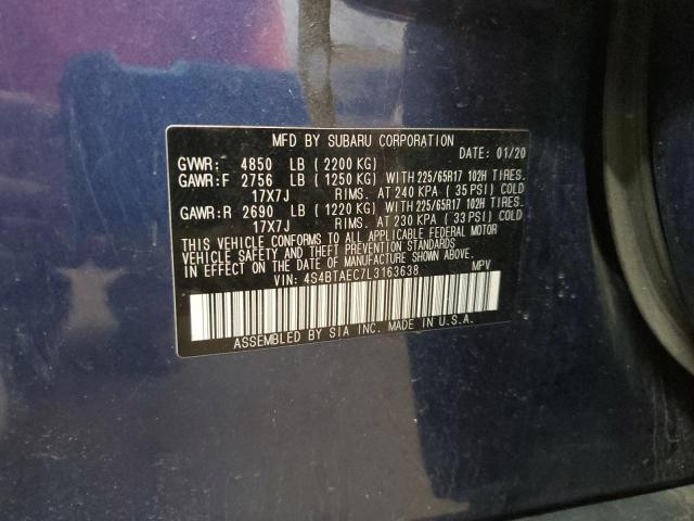 2020 SUBARU OUTBACK PREMIUM 4S4BTAEC7L3163638