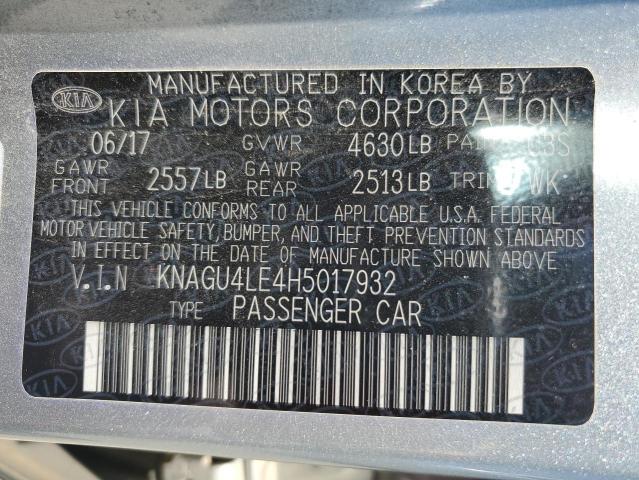2017 KIA OPTIMA HYB KNAGU4LE4H5017932