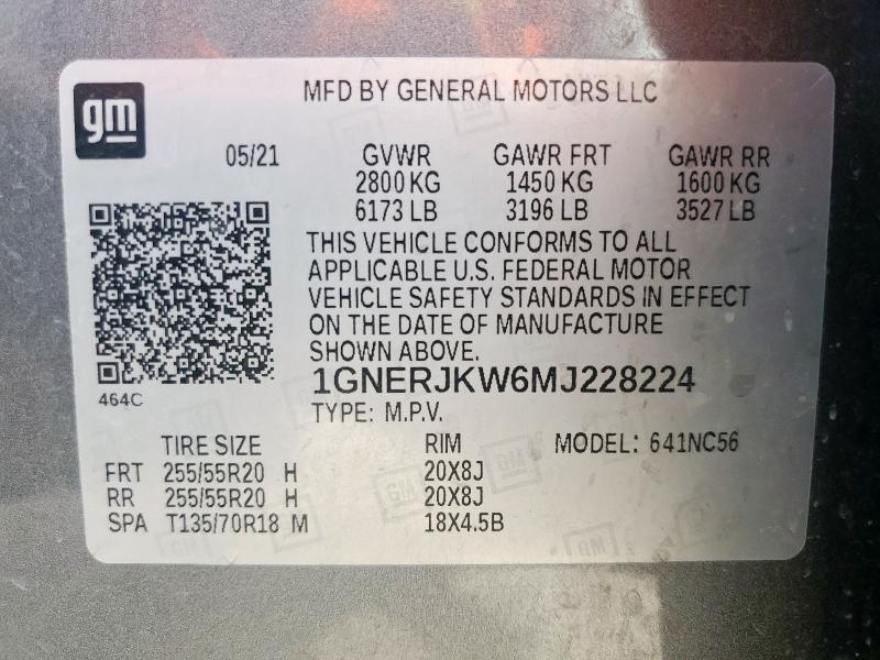2021 CHEVROLET TRAVERSE R - 1GNERJKW6MJ228224