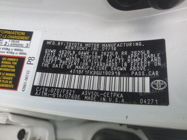 2016 TOYOTA CAMRY LE 4T1BF1FK9GU190918