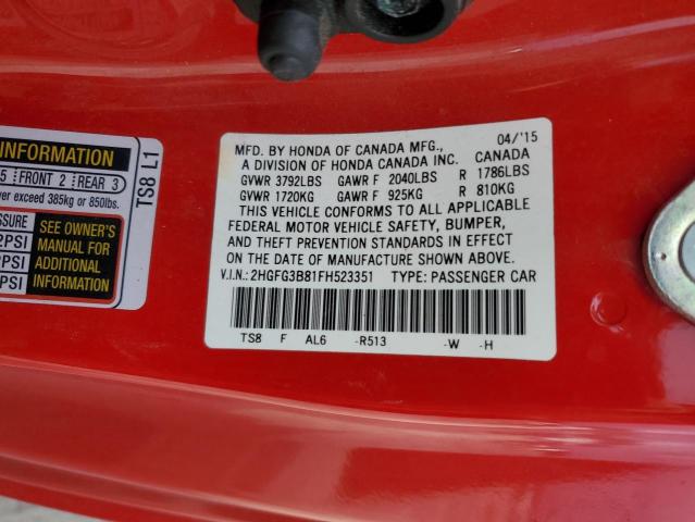 2015 HONDA CIVIC EX - 2HGFG3B81FH523351