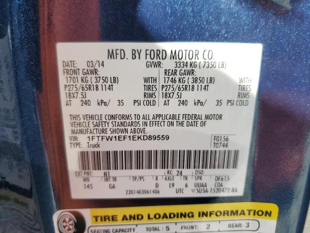 2014 FORD F150 SUPER - 1FTFW1EF1EKD89559