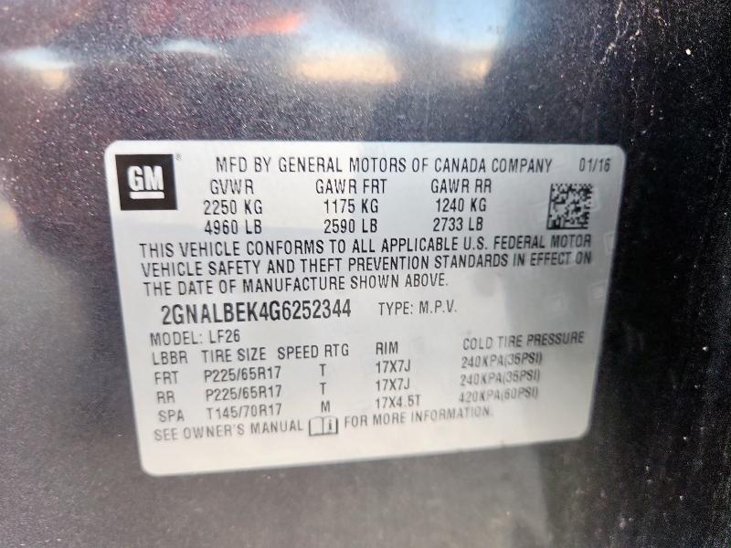 2016 CHEVROLET EQUINOX LS 2GNALBEK4G6252344