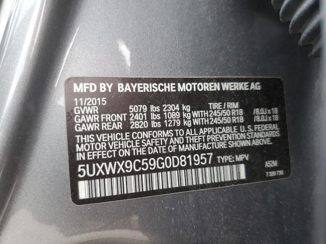 2016 BMW X3 XDRIVE2 5UXWX9C59G0D81957